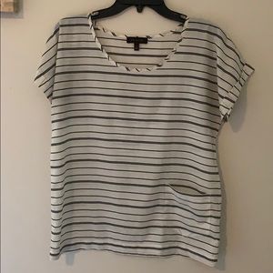 Black and white striped blouse with pocket
